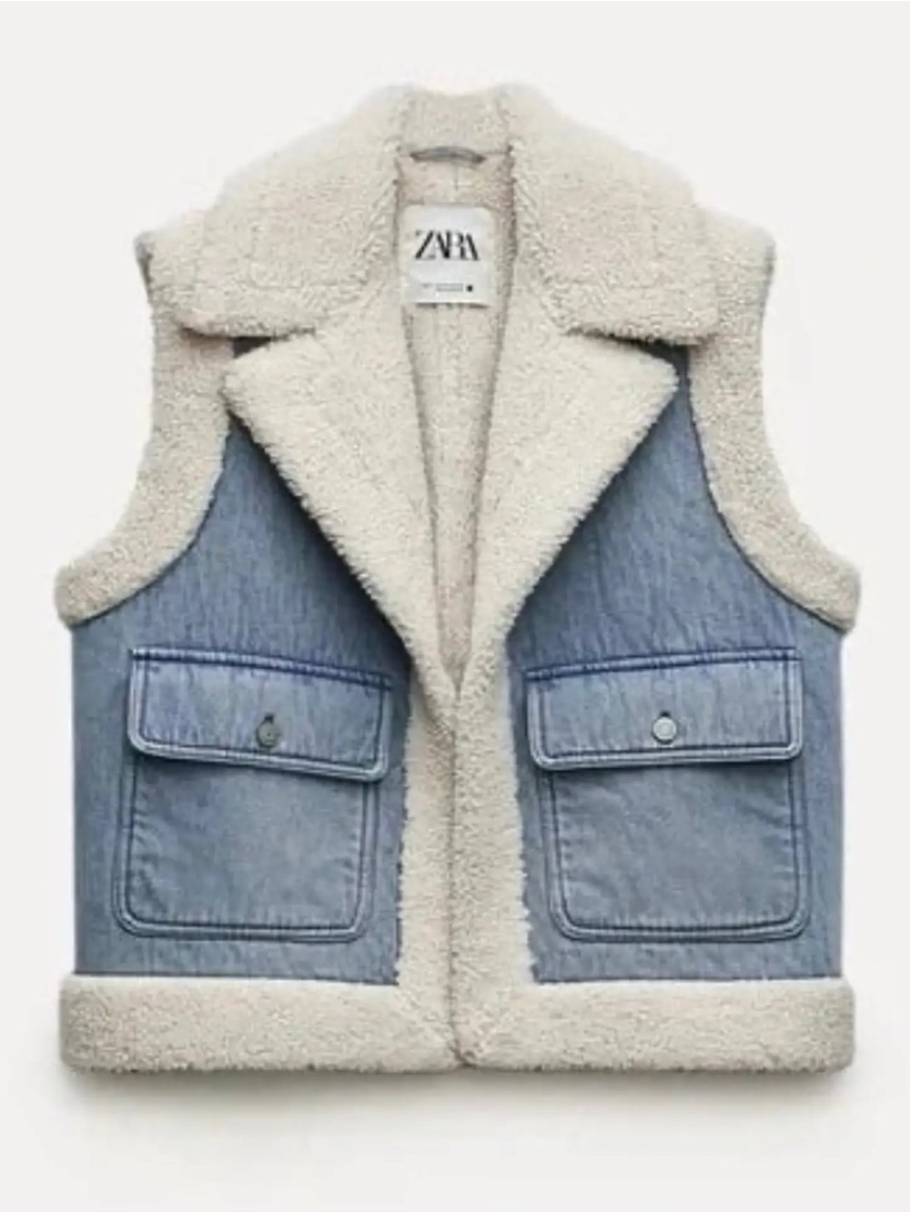 NWT!! Zara Denim & Faux Shearling Vest